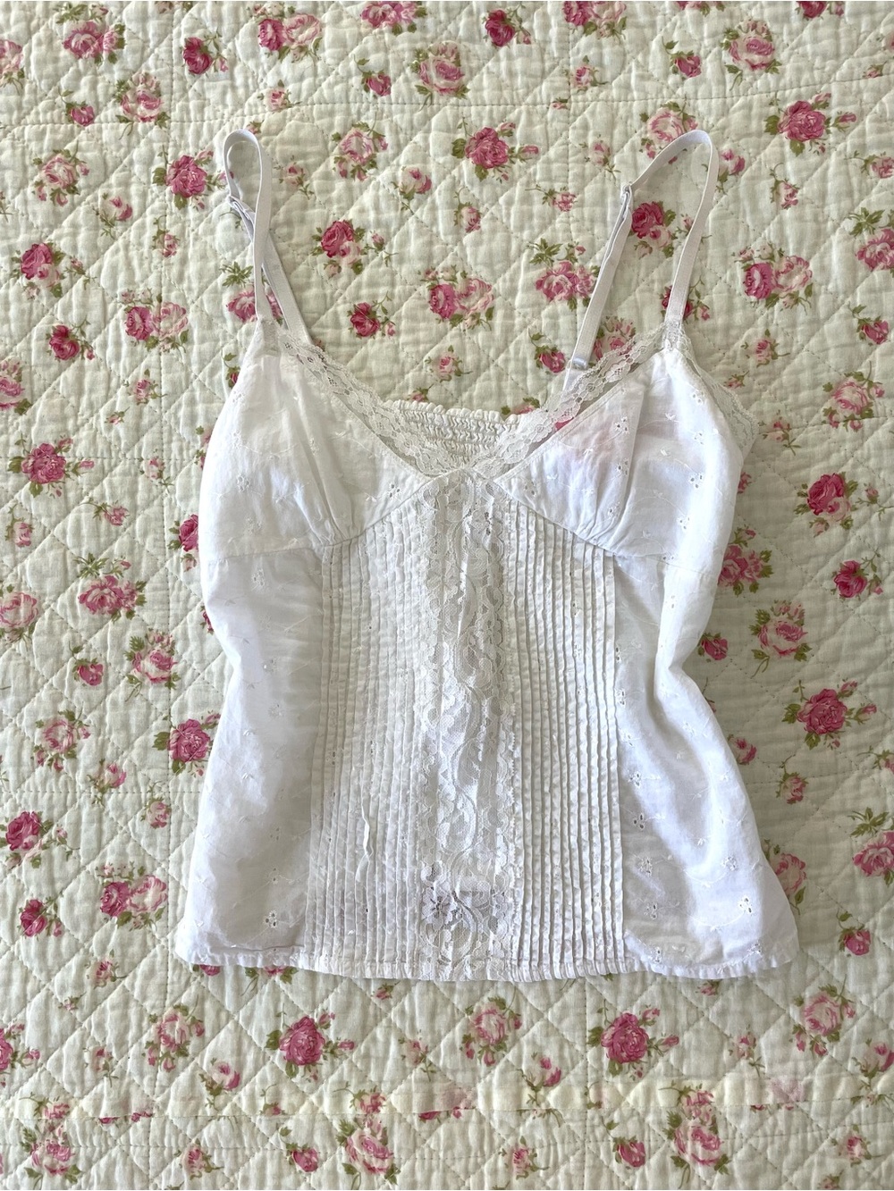 Vintage White Lace Broderie Tank Size Small
